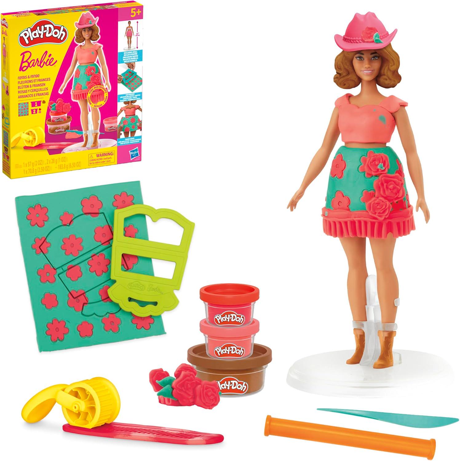 Набор для лепки Hasbro Play-Doh Barbie Цветочный узор и бахрома! (G1360)