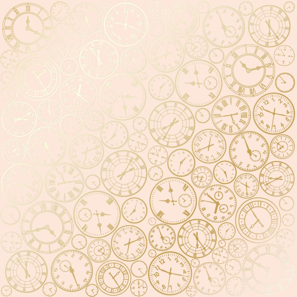 Лист бумаги односторонний Golden Clocks с фольгированием 30,5х30,5 см Beige