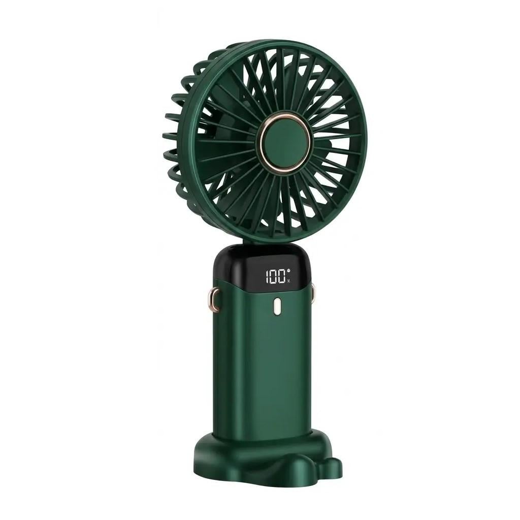 Вентилятор складаний RIAS R-64 1800 mAh USB з LED-дисплеєм 5W Dark Green (3_08426)