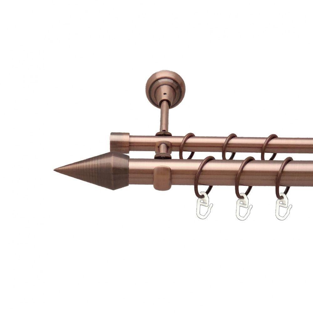 Карниз Orvit Конео двухрядный гладкий 25\16 мм 160 см Античная медь (00-00012527)