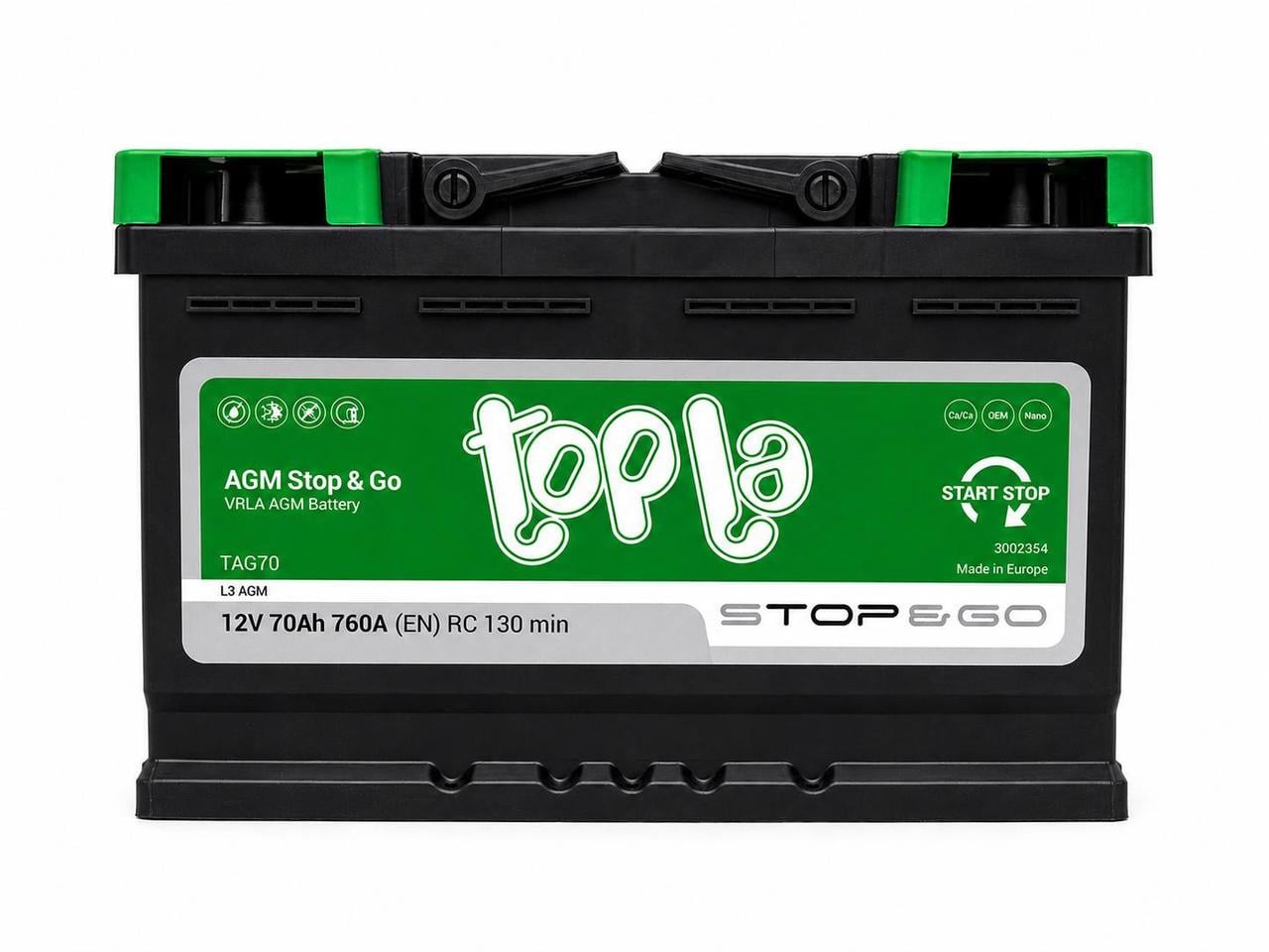 Аккумулятор автомобильный Topla AGM 70 Ah 760A R+ 12V (3182919817) Аккумулятор автомобильный Topla AGM 70 Ah 760A R+ 12V (3182919817)