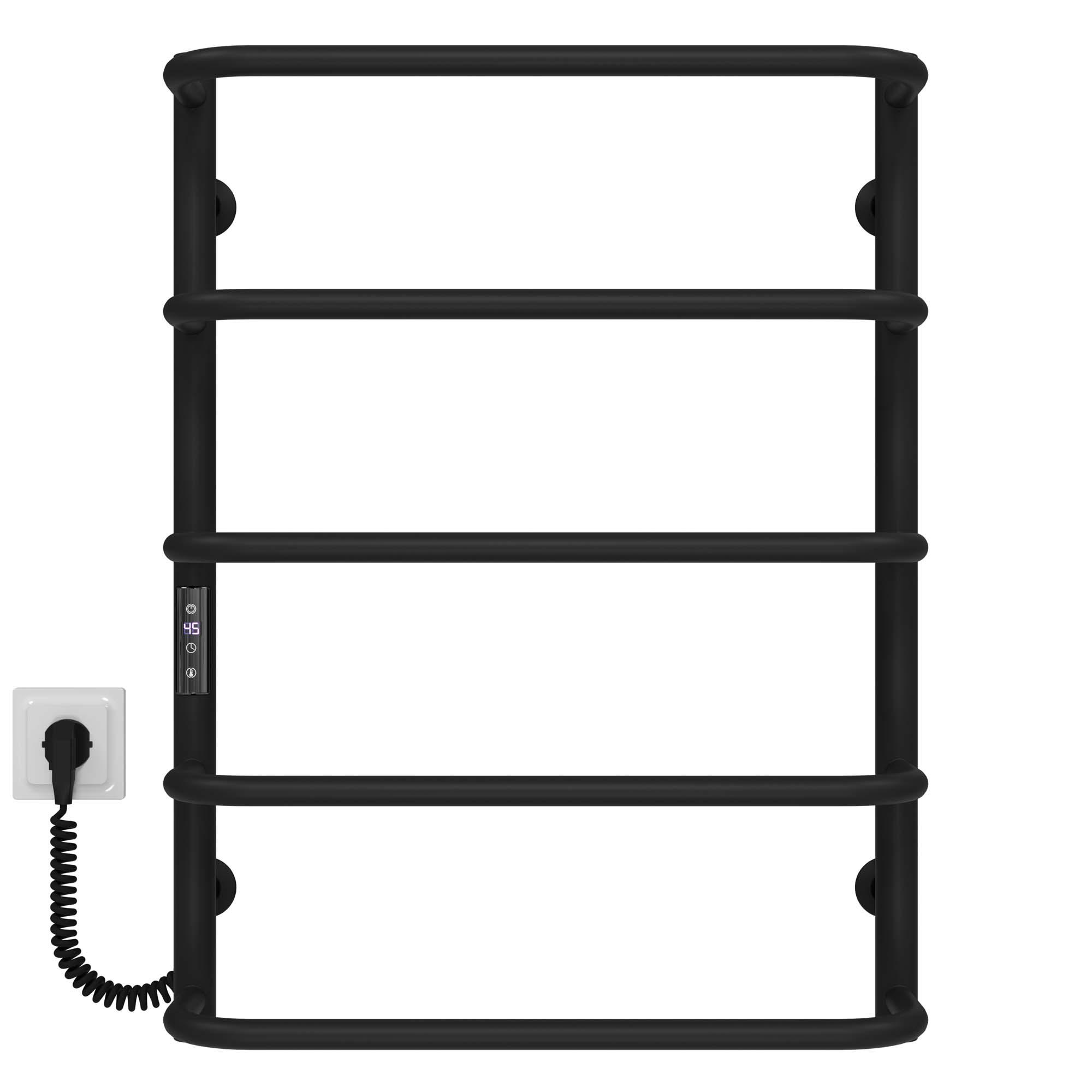 Полотенцесушитель электрический Deffi Стандарт П5 JD03 левое подключение нержавеющая сталь 500х700 мм Черный (C.SS.70.50.5.EBL1)