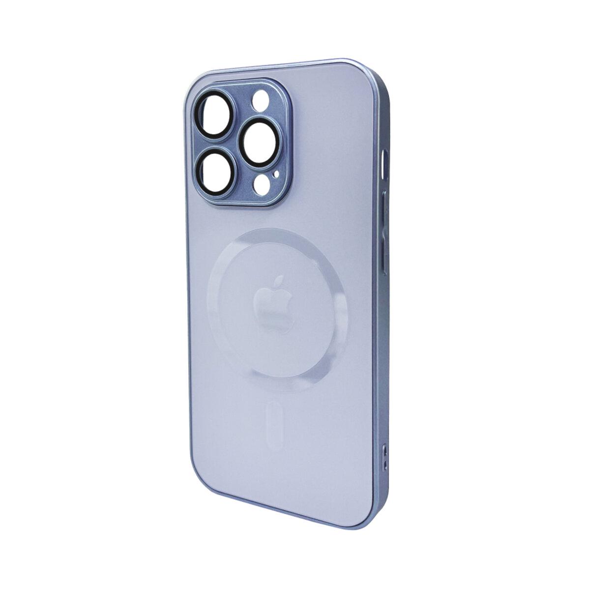 Противоударный чехол для Apple iPhone 12 Pro Max AG Glass Matt Frame Color MagSafe / Sierra Blue