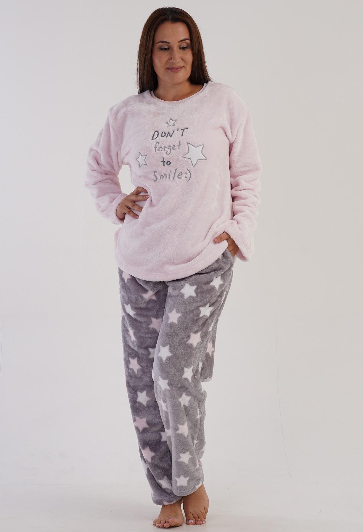 Пижама женская махровая лонгслив и штаны Vienetta XL Серый(304070) - фото 2 Пижама женская махровая лонгслив и штаны Vienetta XL Серый(304070) - фото 2