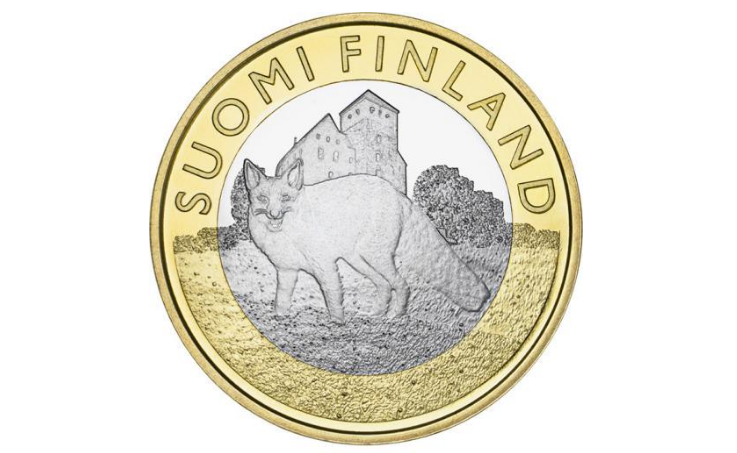 Коллекционная монета Финляндия 5 евро 2014 «Лиса и Абосский замок» UNC (KM#210)