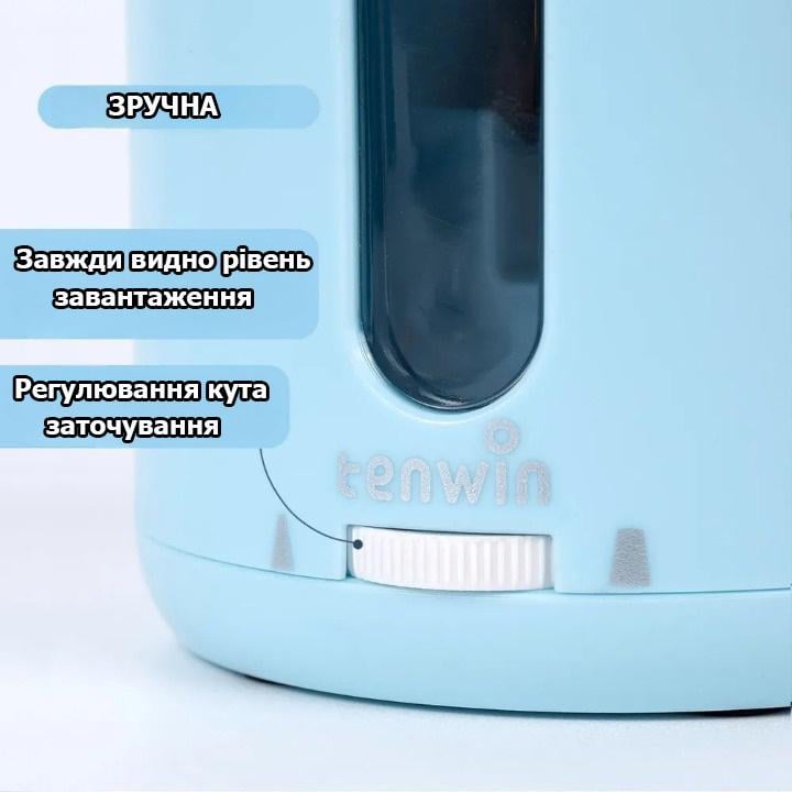 Электроточилка для карандашей TENWIN 8035 с регулировкой угла заточки и встроенным аккумулятором (TW8035-2) - фото 7 Электроточилка для карандашей TENWIN 8035 с регулировкой угла заточки и встроенным аккумулятором (TW8035-2) - фото 7