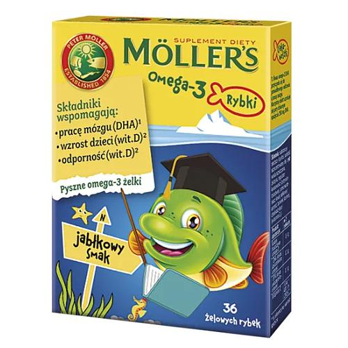 Комплекс для детей Омега-3 Mollers жевательная рыбка со вкусом яблока 36 шт. (35507634)