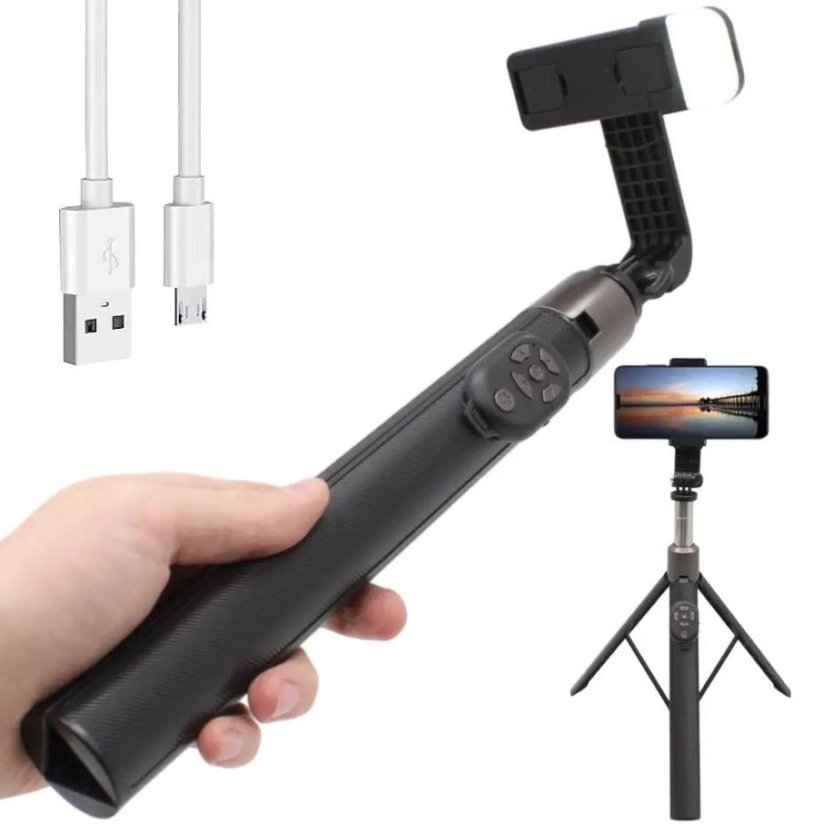 Селфи-палка DF-01S с подсветкой и пультом для Android/iPhone Черный (27282251) - фото 2 Селфи-палка DF-01S с подсветкой и пультом для Android/iPhone Черный (27282251) - фото 2