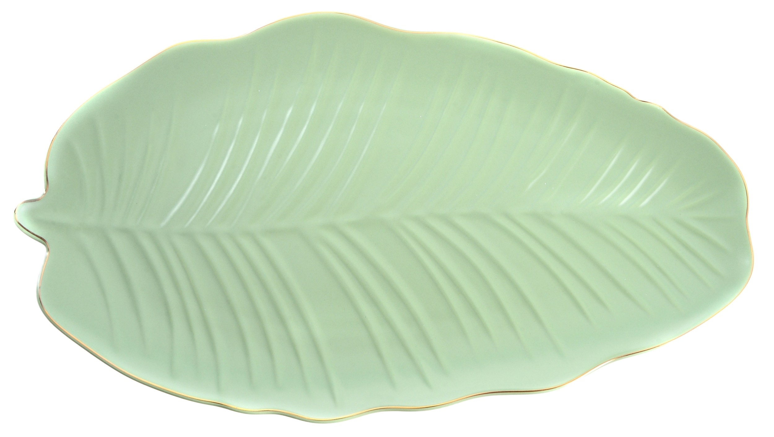 Блюдо фарфоровое Limited Edition Leaf Green Gold овальное 30x16,8 см (B010789)