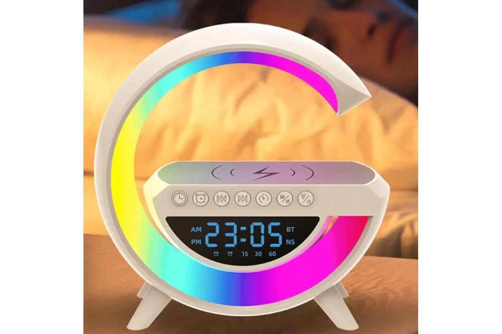 Лампа-нічник смарт настільна BT-3401 RGB Rainbow Light-Wireless з Bluetooth колонкою/бездротовою зарядкою/FM радіо (374369) - фото 8