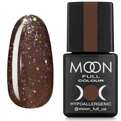 Гель-лак Moon Full color Gel polish 8 мл №322 Темный бежевый с разноцветным глиттером