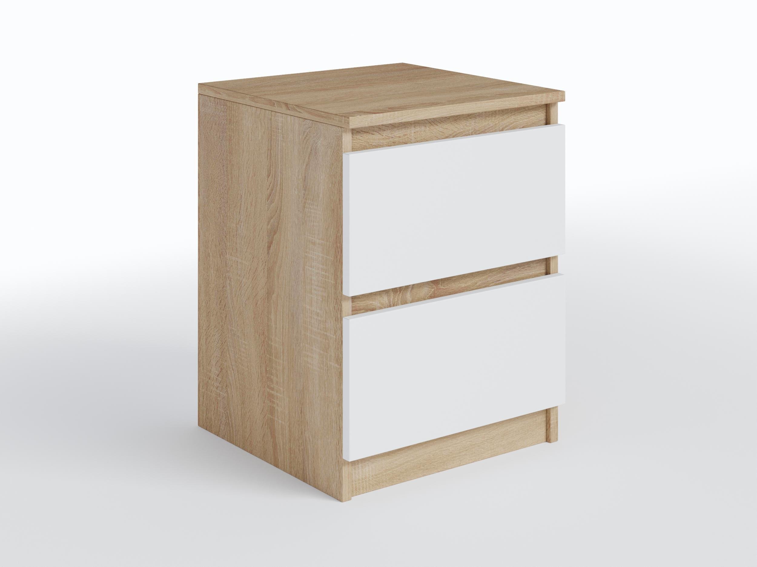 Тумбочка прикроватная Tobi Sho Lea T-225 с двумя ящиками для спальни 400х500х400 мм Сонома/Белый - фото 2