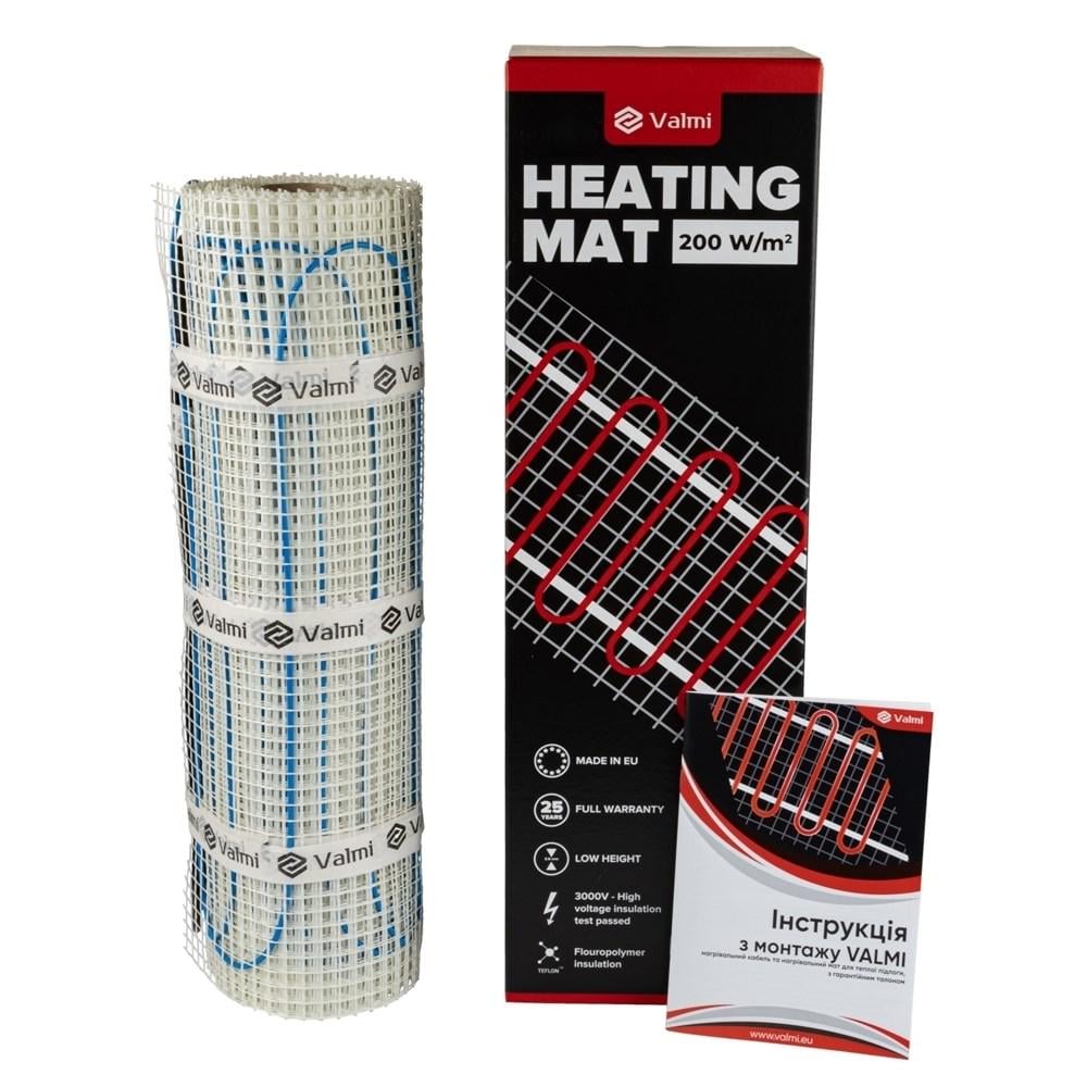 Тепла підлога Valmi 1,5 м²/300 Вт/200 Вт/м² нагрівальний двожильний мат