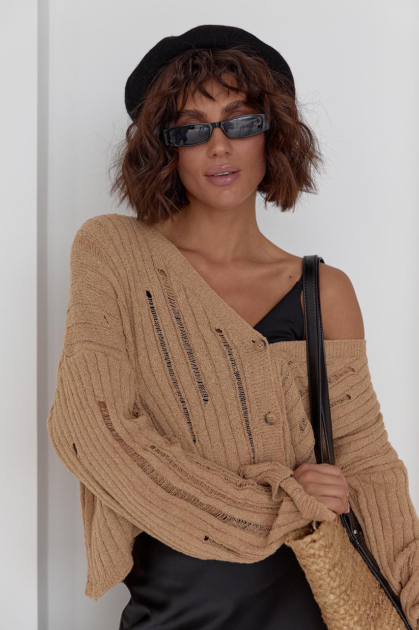Кардиган жіночий у стилі гранж S Кавовий (11643837) - фото 6 Кардиган жіночий у стилі гранж S Кавовий (11643837) - фото 6
