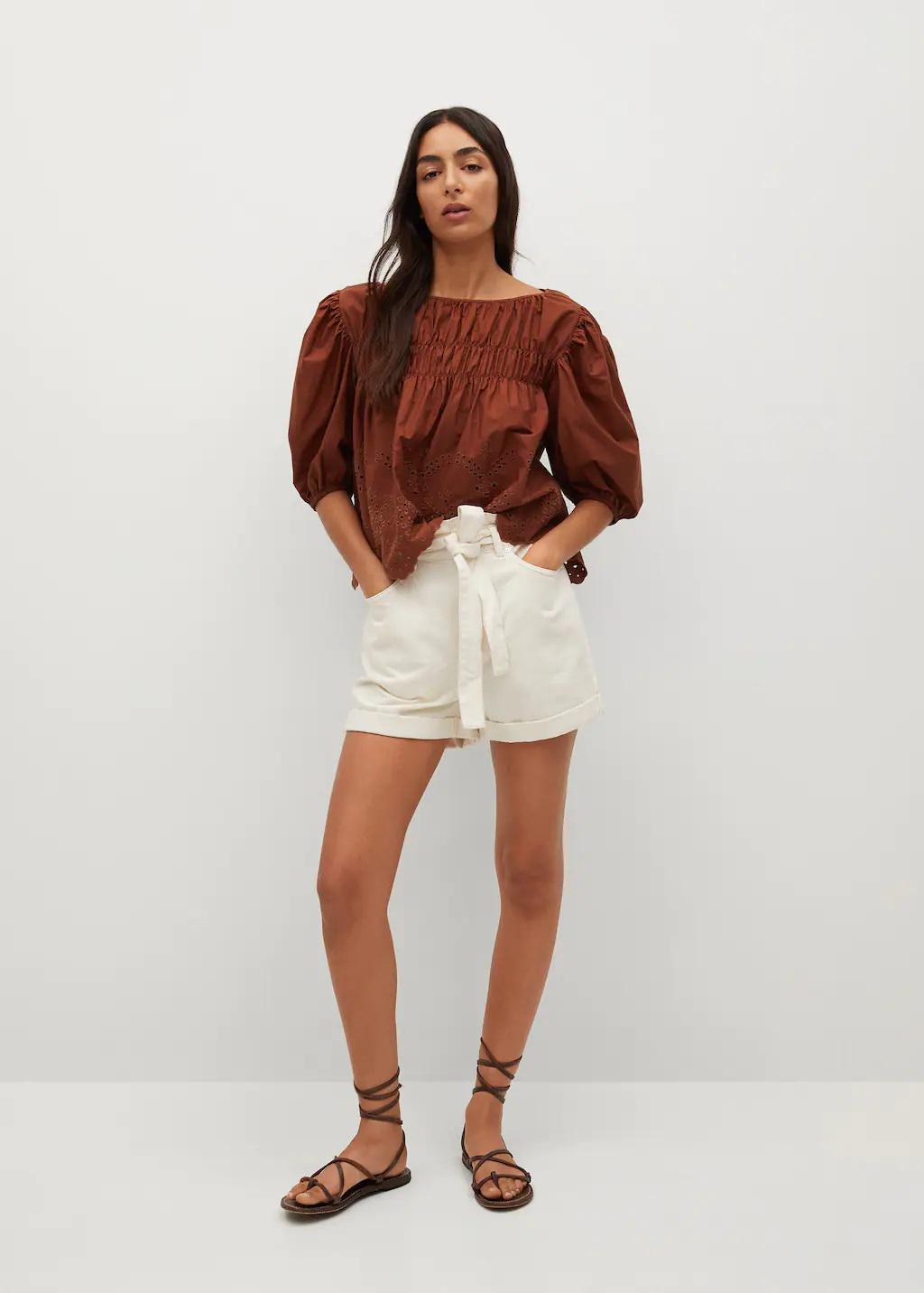 Блузка Mango с вышивкой M Кирпичный (9850794) - фото 3 Блузка Mango с вышивкой M Кирпичный (9850794) - фото 3