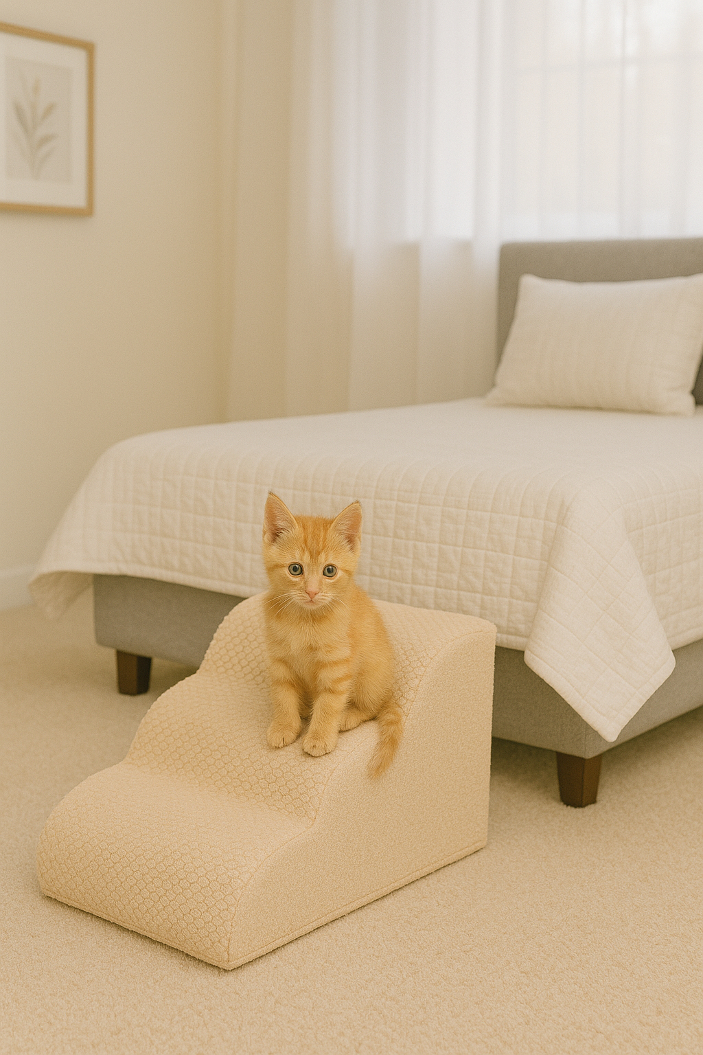 Сходинки для собак та котів м'які 40х36х60 см Бежевий (30586942)