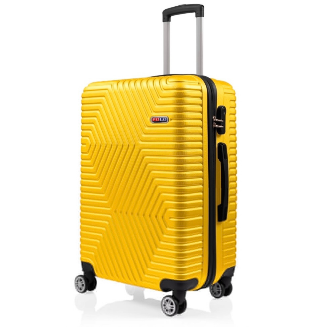 Чемодан Polo ПК021-L поликарбонат на 4-х двойных колесах большой L 120 л Желтый