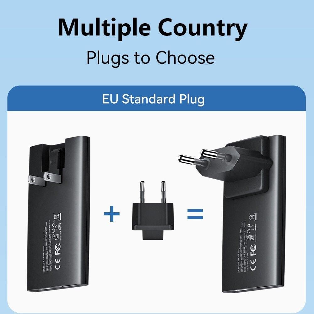 Зарядний пристрій мережевий Asometech GaN 67W USB+Type-C Fast Charger Compact Black (25397250) - фото 7 Зарядний пристрій мережевий Asometech GaN 67W USB+Type-C Fast Charger Compact Black (25397250) - фото 7