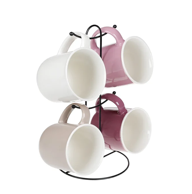 Набор фарфоровых чашек на металлической подставке Flora 380 мл 4 шт. 31981