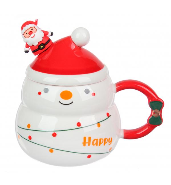 Кружка новогодняя Снеговик крышка с ложкой керамика 480 мл (13296513) Кружка новогодняя Снеговик крышка с ложкой керамика 480 мл (13296513)