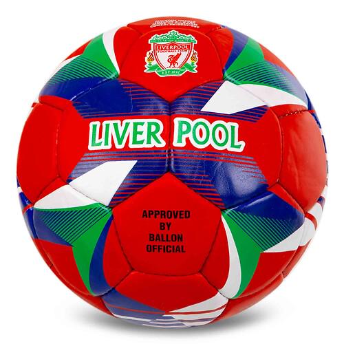 Мяч футбольный Ballonstar LIVERPOOL FB-0047-827 №5 PU Гриппи сшит вручную Красно-сине-зеленый (31773397)