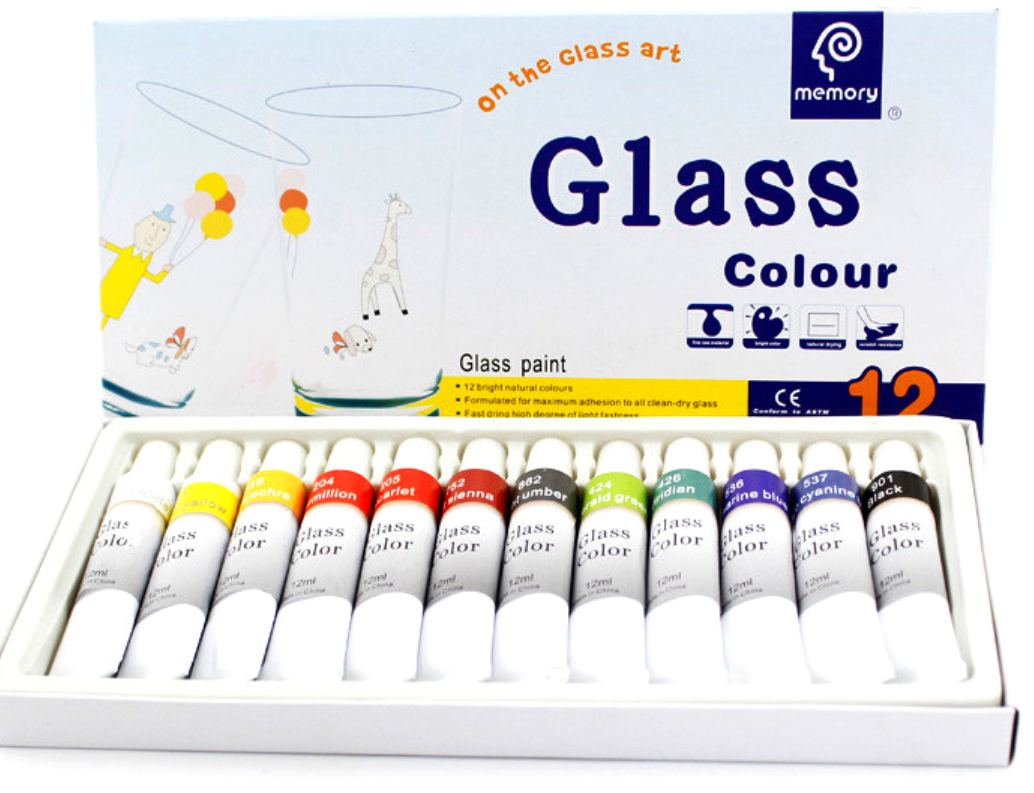 Набор акриловых красок для росписи стекла 12 цветов по 12 мл
