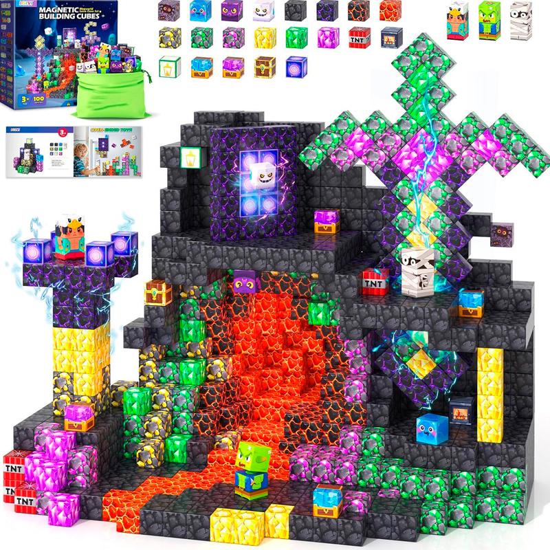 Конструктор магнитный детский Minecraft My Wull Мистический разлом блоки 100 дет. (арт EPC16320M)