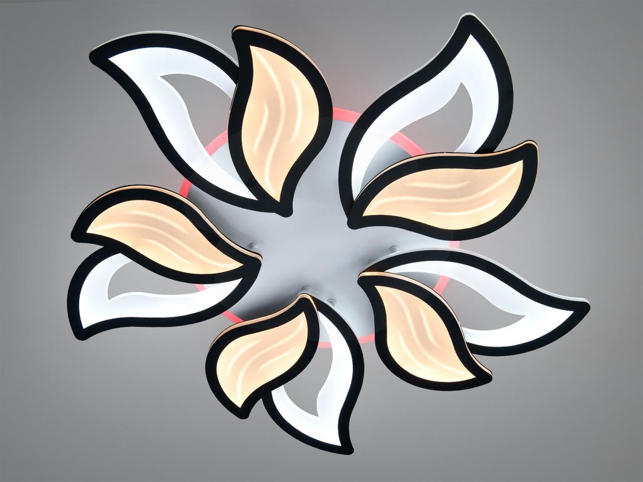 Люстра светодиодная для гостиной 9033/5BK LED 3color dimmer Лепестки 130 Вт с димером Черный (2957216508)