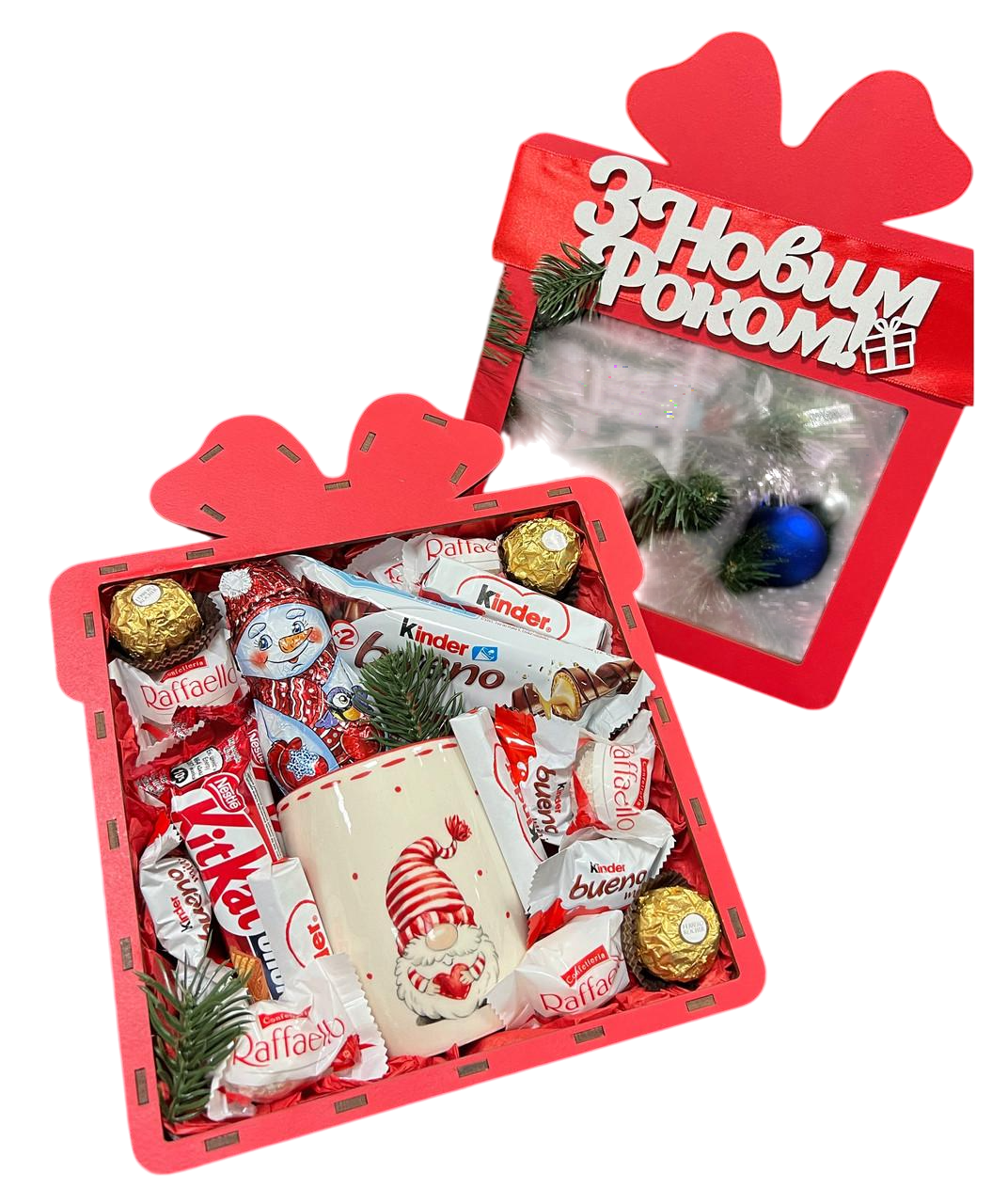 Подарунковий бокс для дітей з ласощами на новочні свята Червоний (2052513017)
