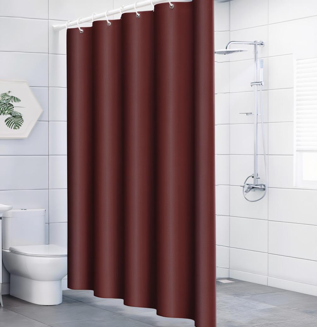 Шторка для ванной и душа с кольцами водоотталкивающая с крючками PEVA однотонный 180x180 см Бордовый