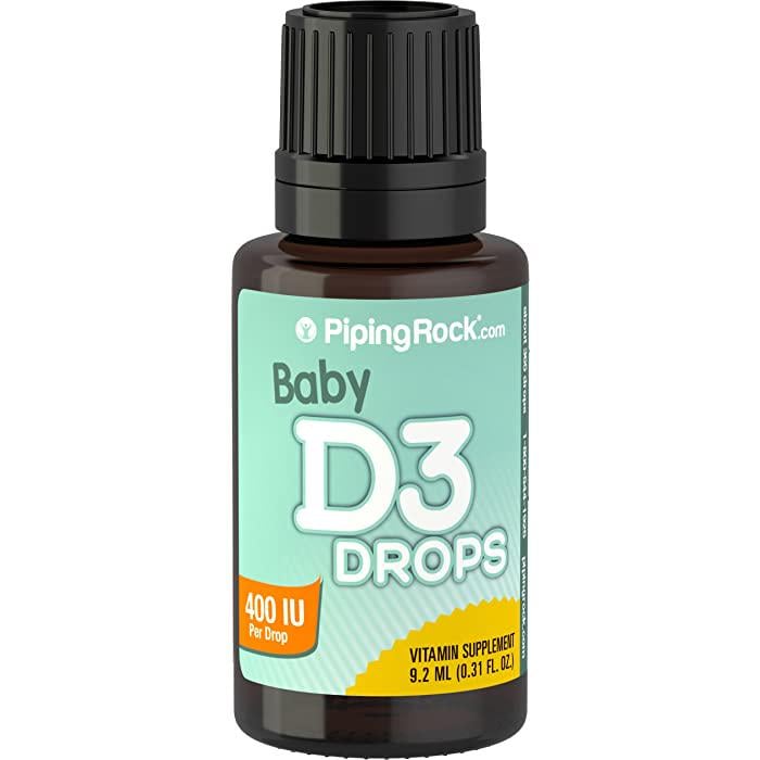 Витамин D3 для детей Piping Rock Baby D3 Drops Liquid Vitamin D 400 IU Dropper Bottle 365 servings 9,2 мл 0.31 fl oz