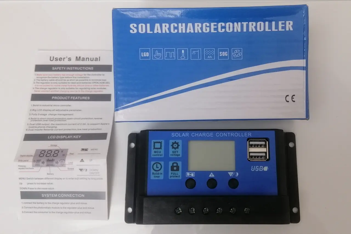 Контролер заряду сонячних панелей 10А 12/24В РК-дисплей USB/ШІМ-контролер PWM (5002423) - фото 6