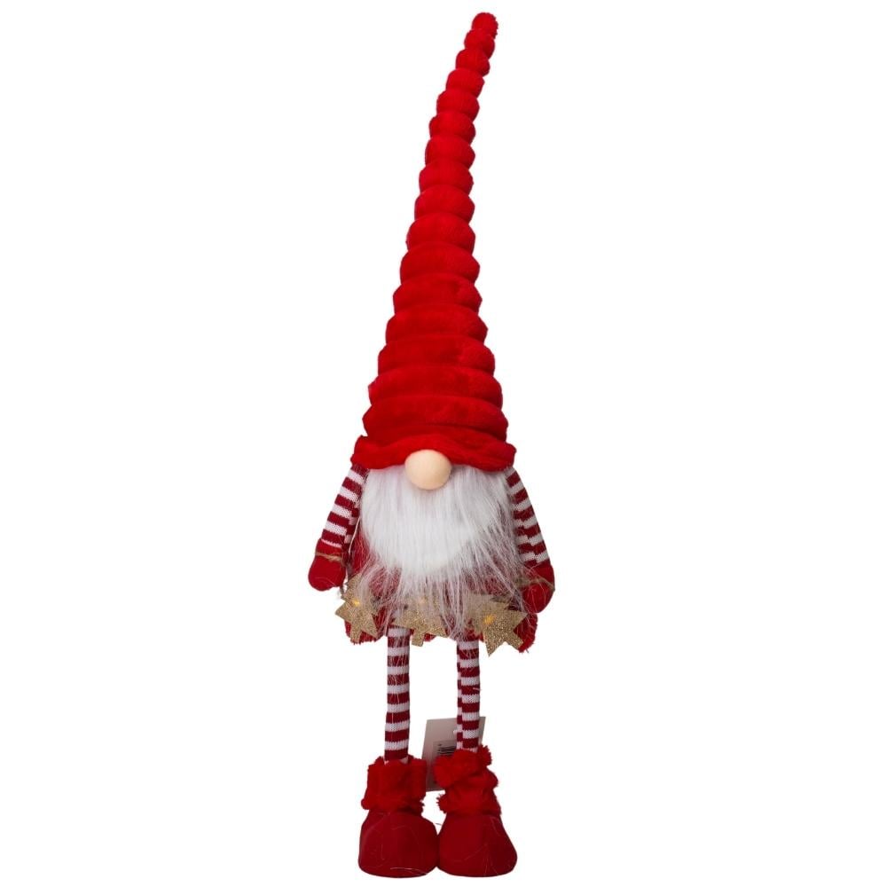 Новогодняя фигурка для праздничного интерьера Рождественский волшебник из текстиля и подсветкой 54 см Красный (147-81-9163-040)