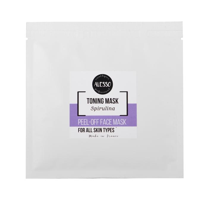 Альгинатная маска ALESSO Toning Mask Spirulina с Хлорофилом очищающая для всех типов кожи 25 г (3273629209179)