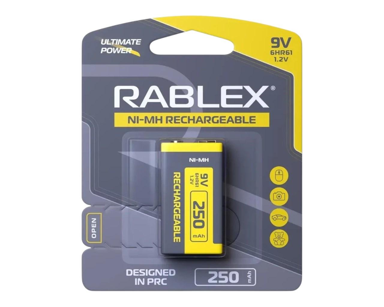 Батарейка аккумулятор RABLEX КРОНА 6HR61 250 mAh (10шт/уп)