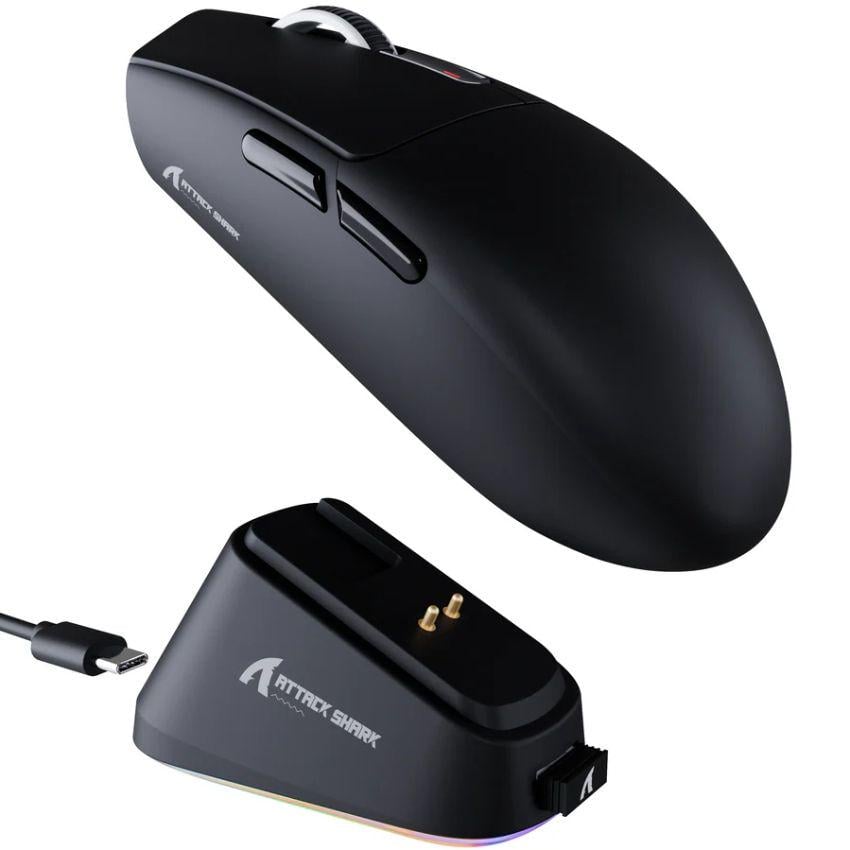 Компьютерная мышка игровая Attack Shark G3 PRO беспроводная Bluetooth и док-станцией Black (G3PROB_AS)