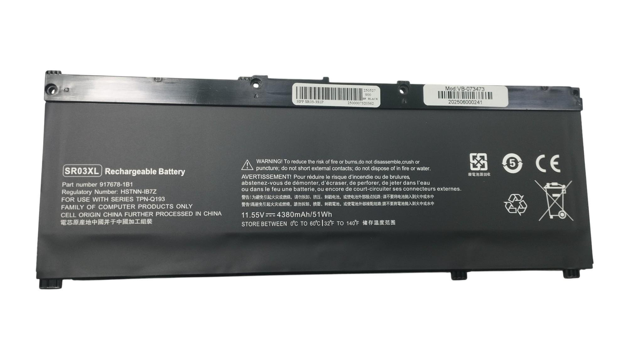 Аккумулятор для ноутбука HP SR03XL Pavilion 15-CX 11,55V 4380 mAh (073473)