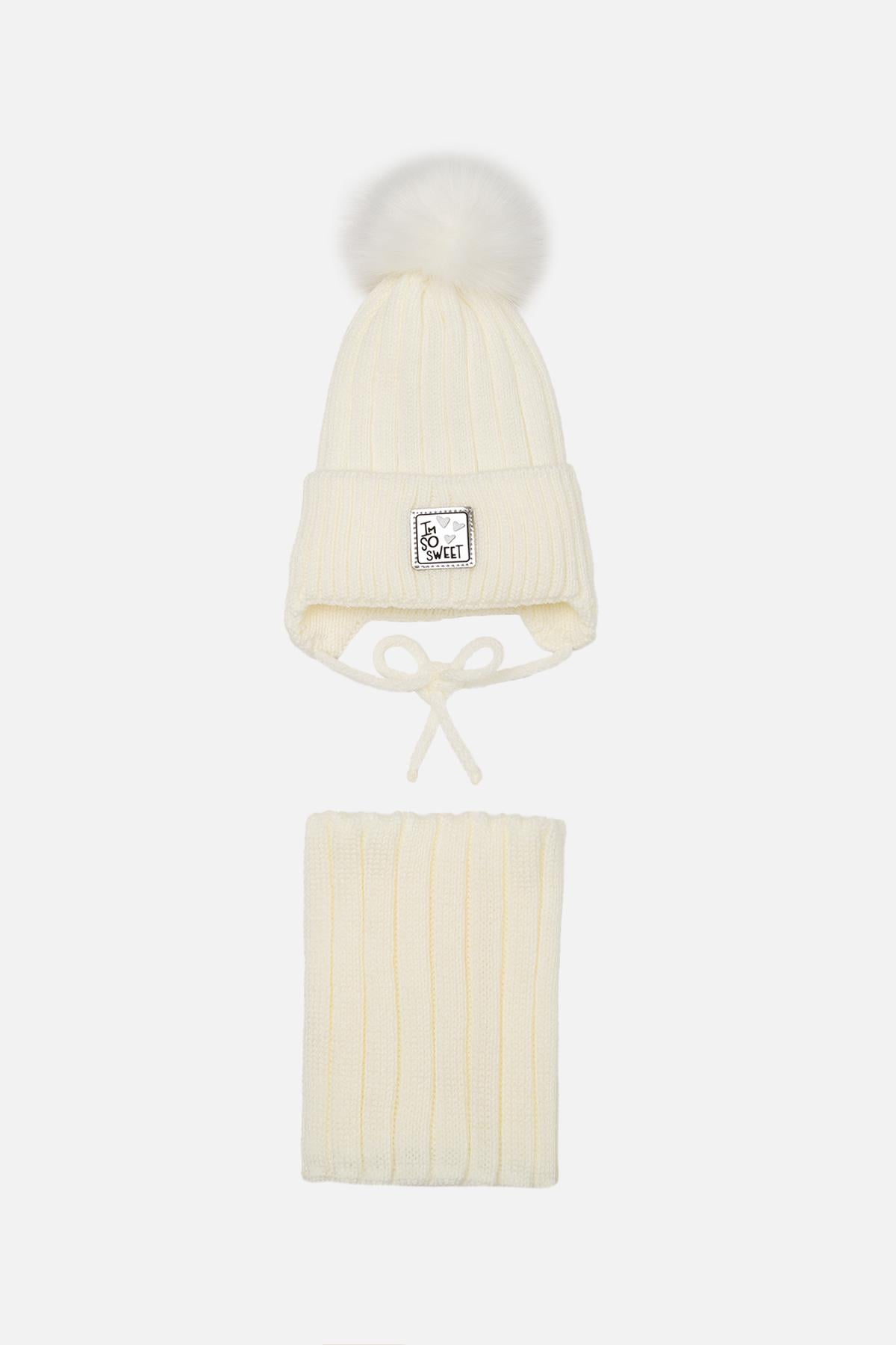 Комплект для дівчинки шапка/снуд 48-50 см Молочний (ЦБ-00262977)