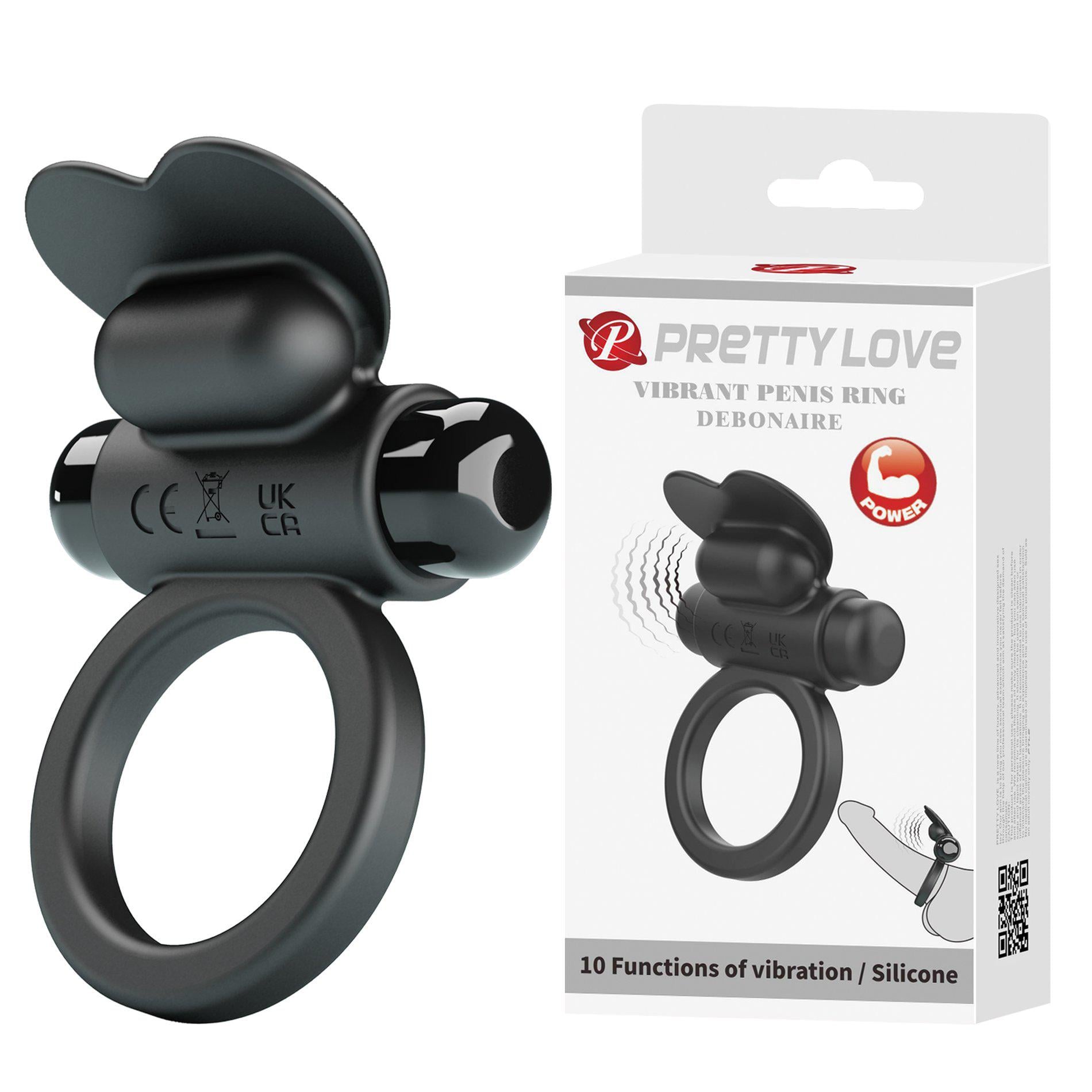 Виброкольцо на пенис Pretty Love DEBONAIRE Черный (BI-210316)