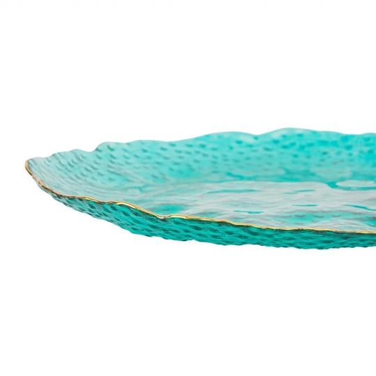 Блюдо сервировочное Elisey Сапфир стеклянное 25 см Бирюзовый (135-81-9219-021) - фото 3