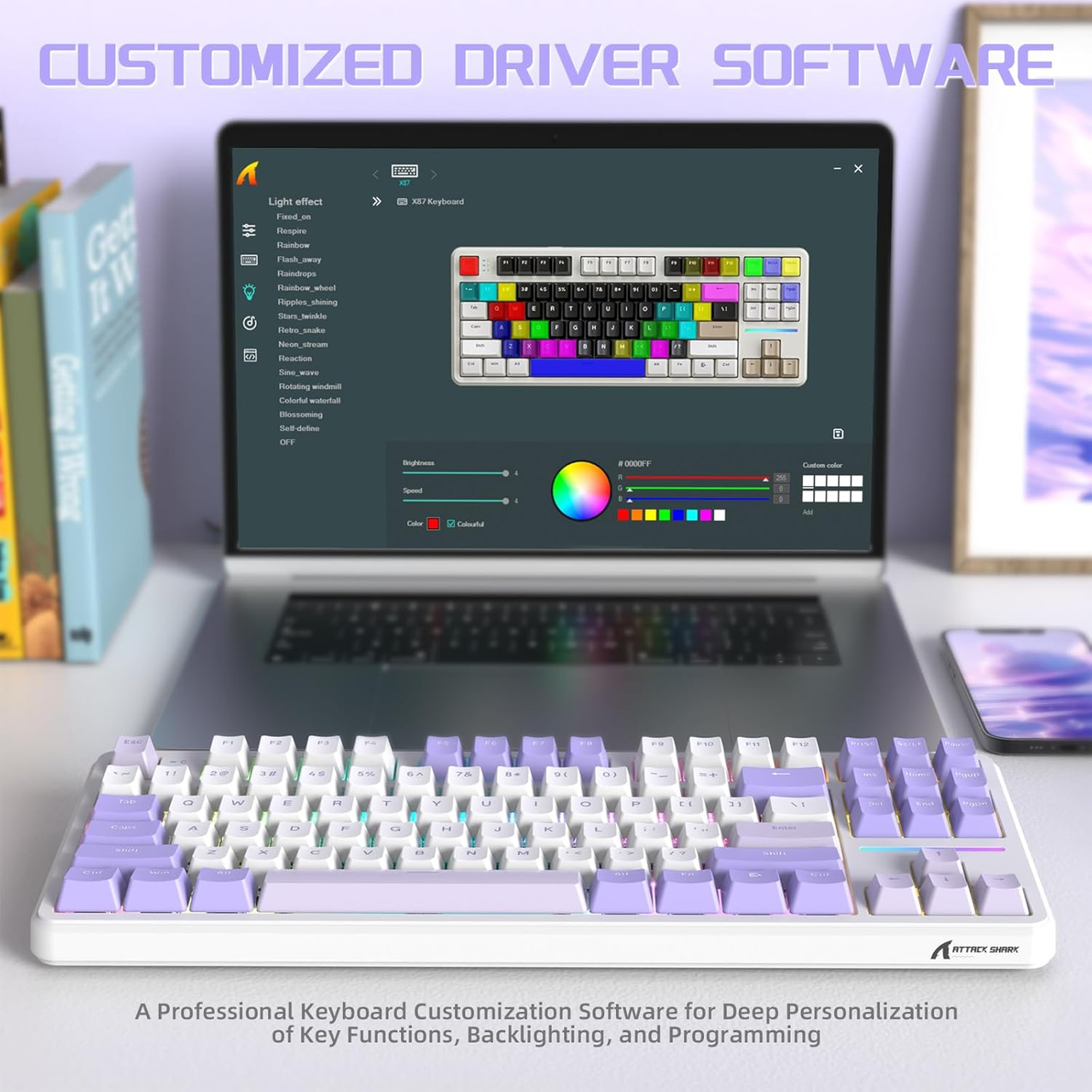 Клавиатура игровая attack shark X87 беспроводная механическая с RGB подсветкой с поддержкой HOT-SWAP - фото 7 Клавиатура игровая attack shark X87 беспроводная механическая с RGB подсветкой с поддержкой HOT-SWAP - фото 7