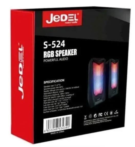 Колонки для комп'ютера Jedel S-524 з підсвічуванням RGB 6 Вт Чорний (15467104) - фото 6