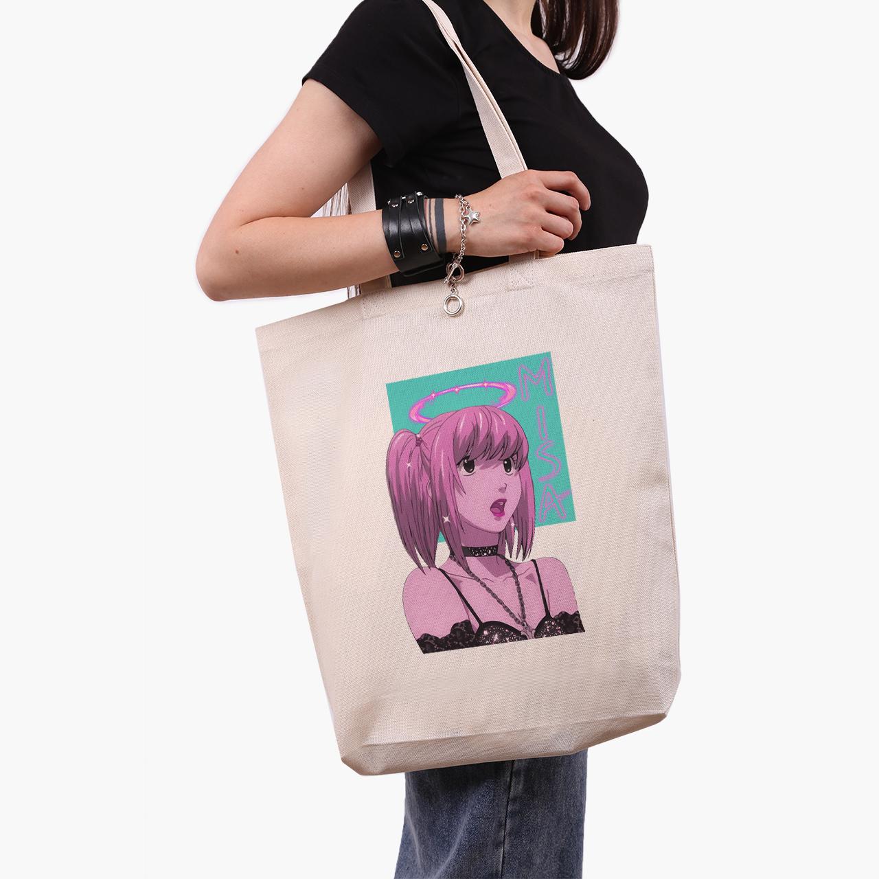 Эко сумка шоппер Misa Amane Death Note 41x39x8 см Бежевый (9227-2827-WTD)
