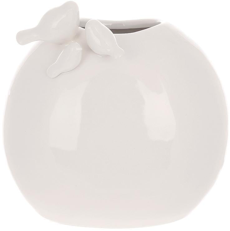 Ваза керамическая Птицы 16 см Белый