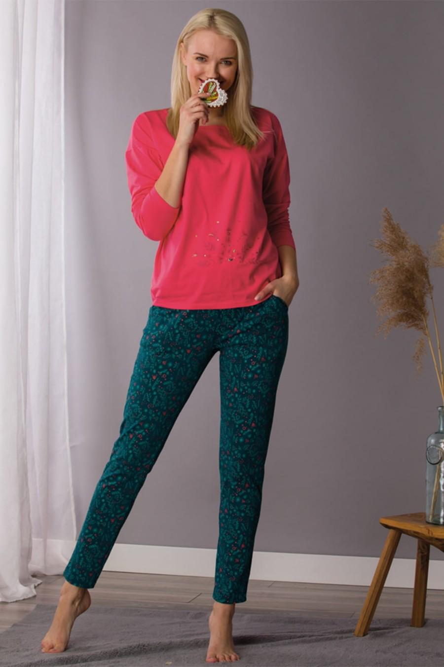 Комплект Key джемпер/брюки р. 48/XL Фуксія/Зелений (74543)