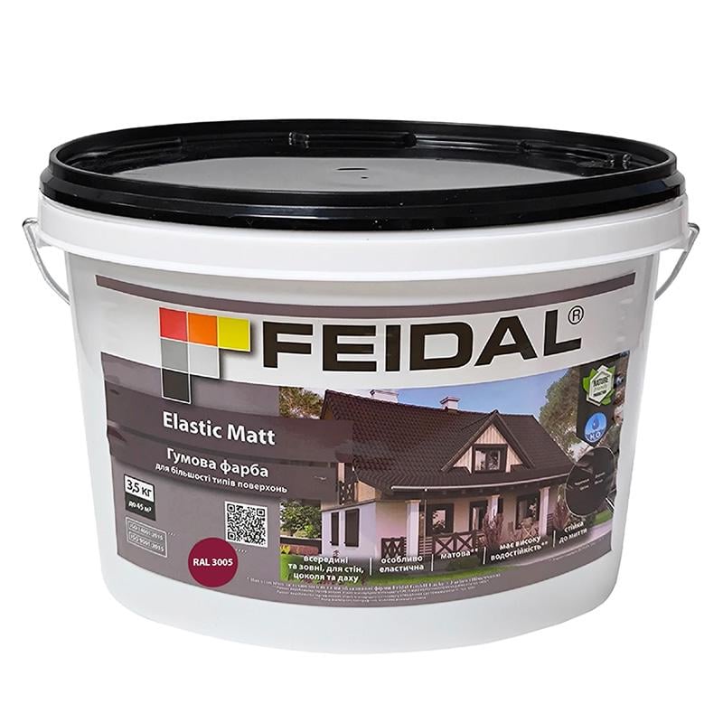 Краска водостойкая резиновая Feidal Elastic Matt для бетона/металла/дерева 3,5 кг RAL 3009 Красно-коричневый Краска водостойкая резиновая Feidal Elastic Matt для бетона/металла/дерева 3,5 кг RAL 3009 Красно-коричневый