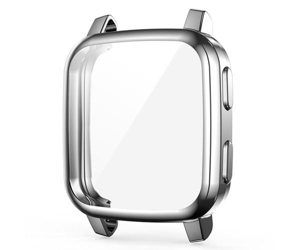 Чехол силиконовый для Garmin Venu Sq/Venu Sq 2 с защитой на экран Серебряный