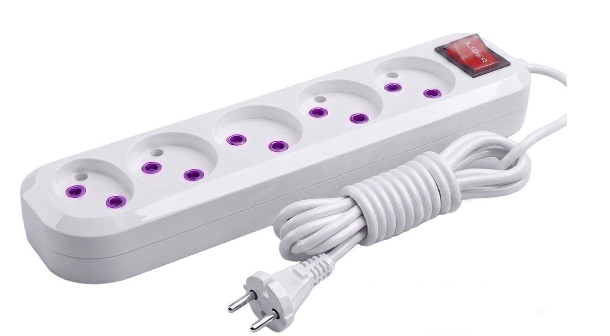 Удлинитель LIDER PROXIMA LP16-552 5г 2м с кнопкой