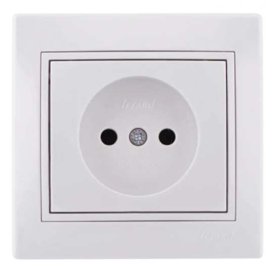 Розетка одинарная Lezard Mira с заземлением Белый (26282080)