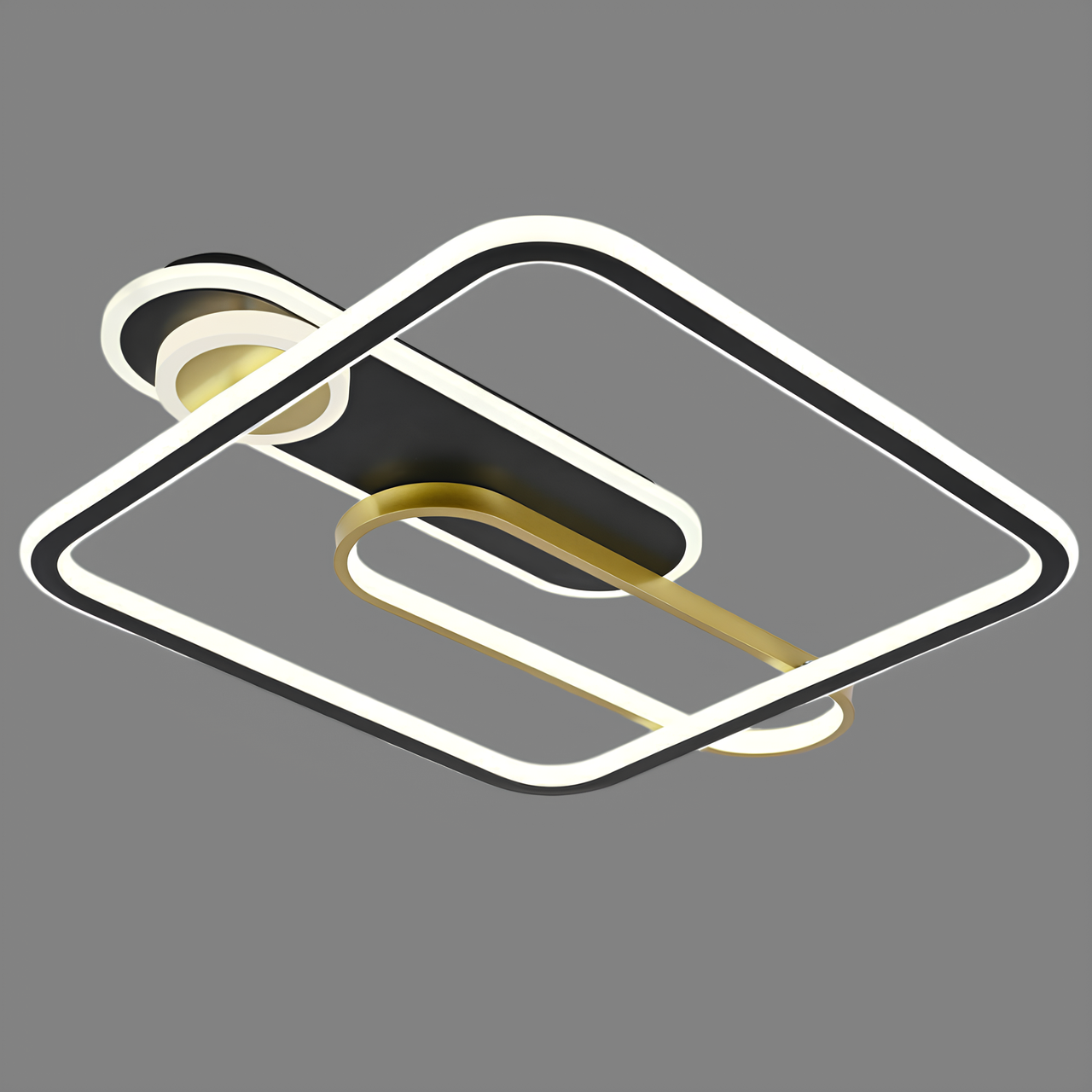 Люстра светодиодная Svet с геометрическим дизайном и пультом 196W 3000-6000К Черный/Золотой (SY-16082/3 BK+PLG)